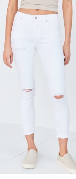 high rise white jean